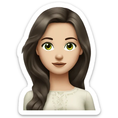 Beautiful Russian girl green eyes very long dark brown hair  sticker