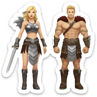 Sfw Caucasian Valkyrie berserker couple full body  sticker