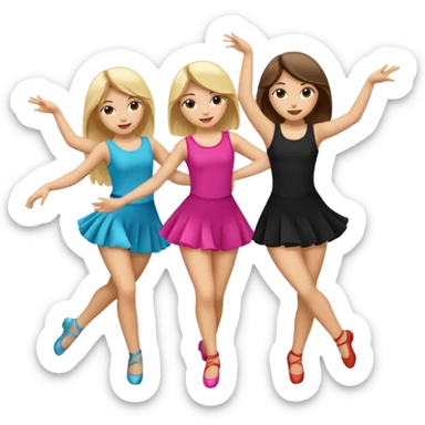 Emoji of 3 Girls dancing one with blonde hair, one tan skin with brown hair and one with black  hair ONLY ONE IS BLONDE sticker
