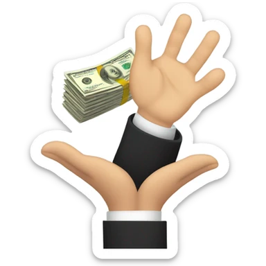 Person handing the government money sticker