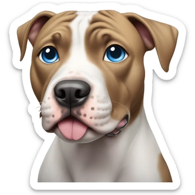 dog Pit Bull with blue eyes indoors sticker
