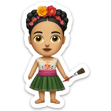 body frida kahlo kid with paintbrush sticker