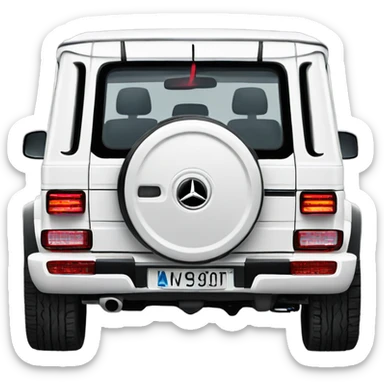 White Mercedes gwagon back sticker