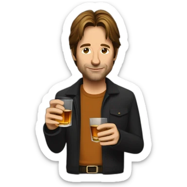 hank moody holds a glass of whisky and cigarettes sticker