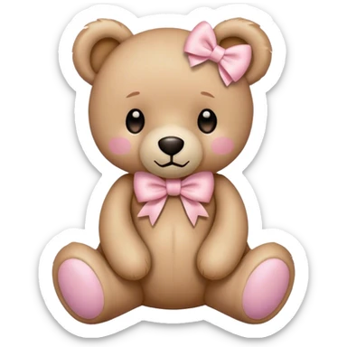 teddy bear with pastel pink bow sticker