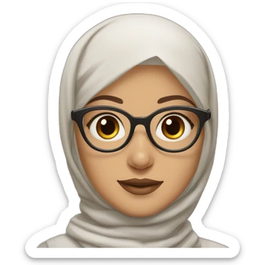 Hijabi white skinned girl brown eyes wearing round glasses sticker