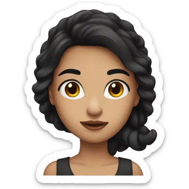 girl with black hair and brow e sticker