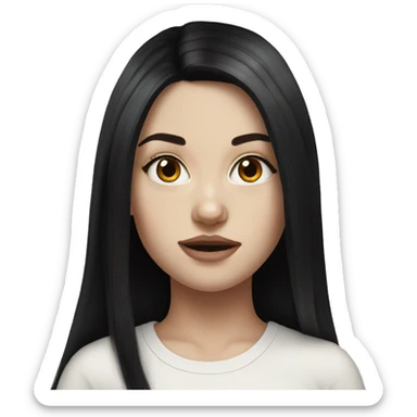 Hyper realism white girl with long black hair sticker