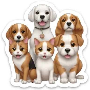three dogs and seven cats together sticker