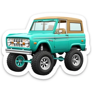 turquoise green classic ford bronco with slot alminum wheels sticker