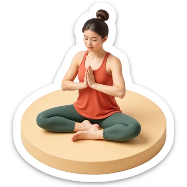 a girl in a yoga pose, skeuomorphism style sticker