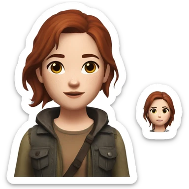 Ellie Williams from the Last of Us 2 brunette auburn hair sticker
