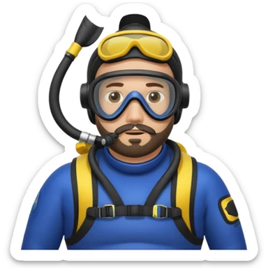 Man 38 dark hair, short beard, mideteranean, slightly overweight, scuba diving. Portrait sticker