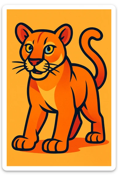 puma, vibrant cartoon style sticker