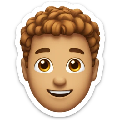 make me an emoji with a unique character that expresses joy whit brownn hair sticker