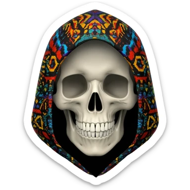 skull wearing a hood difernt hood colors sticker