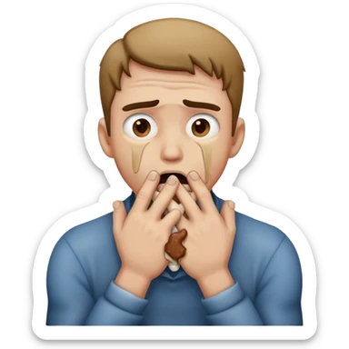 A man choking himself with his hands sticker