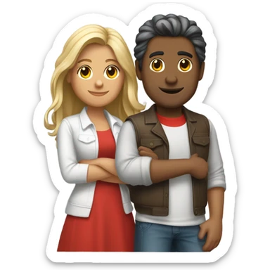 un chico morenito y una chica blanca con pelo colorado y lacio, sin flequillo sticker