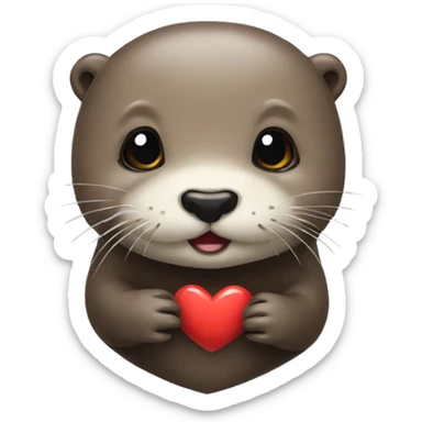 otter with heart sticker