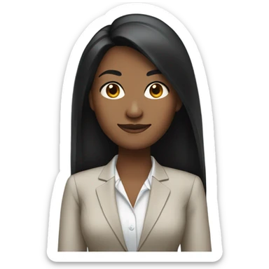business woman long straight black hair sticker