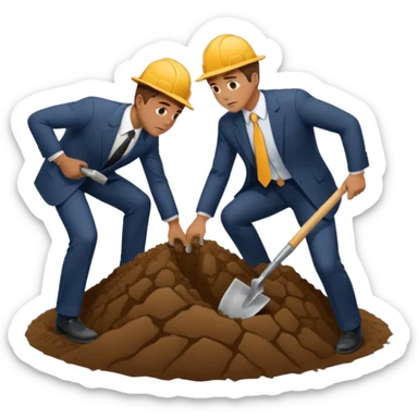 a guy in a suit digging and another suspicious guy trying to prevent him from digging sticker