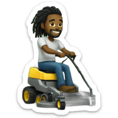 Black man with dreads mowing sticker
