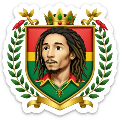 Bob Marley heraldic crest   sticker