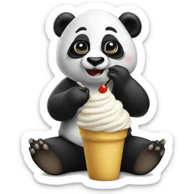 Panda wearing sunglasses with a hoodie eating à Nice cream sticker