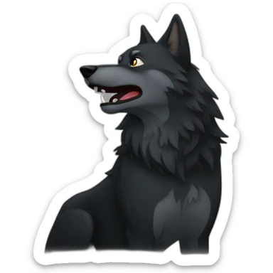 Black wolf howling  sticker