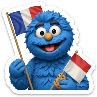 cookie monster with french flag sticker
