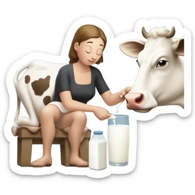 Milking a cow sticker