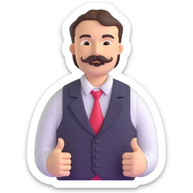The neighbor character from Hello Neighbor game with mustache and vest sticker