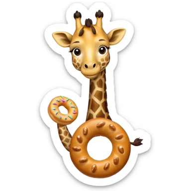 giraffe holding bagel sticker