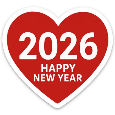 new year 2026, heart,remove background sticker