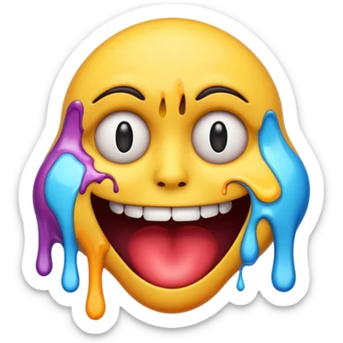 freaky emoji with melting face and wild colors sticker