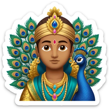 lord murugan with peacock and vel sticker