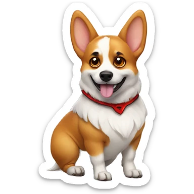 Corgi wearing demon costume sticker