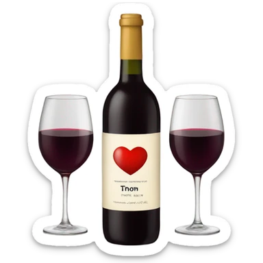 Wine with heart label sticker
