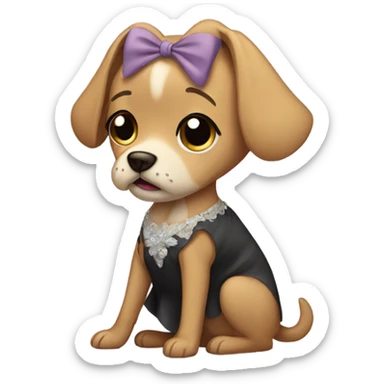 Dog crying in a dress sticker