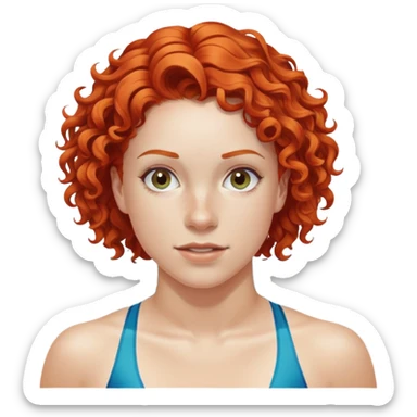 22-year-old white female athlete swimmer with curly red hair about to enter a pool sticker
