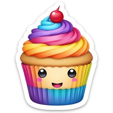 kawaii rainbow cupcake sticker