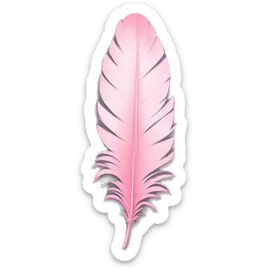 Create a pastel pink feather emoji with a luxurious and elegant touch sticker