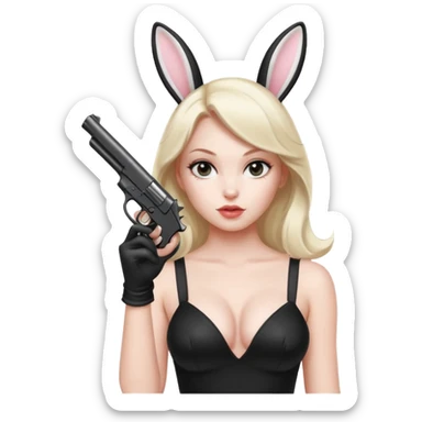 girl pointing a gun as a playboy bunny sticker