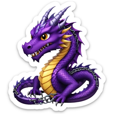 Black and dark purple dragon wearing chains around its neck sticker