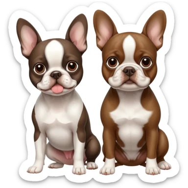 Skinny brown Boston terrier and all white French bulldog sticker