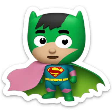 Half superman half batman in oink yellow and green sticker