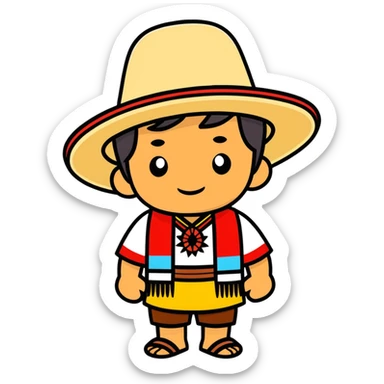 Peruvian with traditional hat sticker