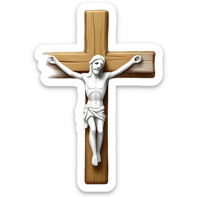 white crucifix wooden made without jesus sticker