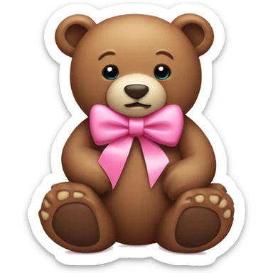 Bear shaped as heart with pink bow ribbons  sticker