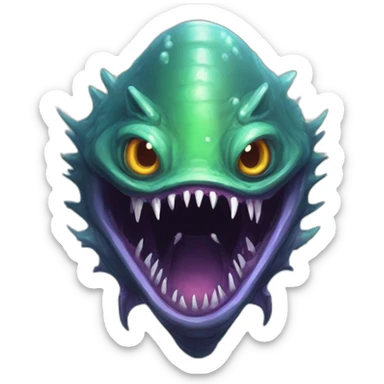 alien sea monster scifi roguelike rpg style inspired by slay the spire digital art sticker